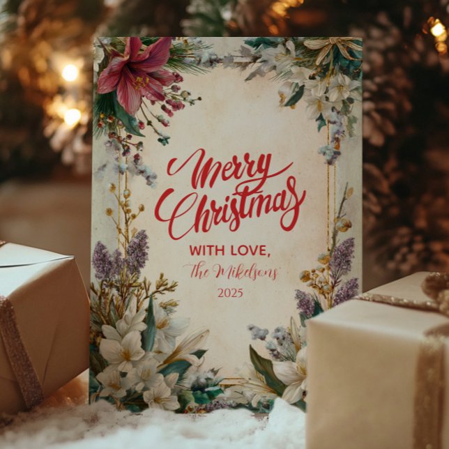 Red Amaryllis Christmas Holiday Card (Creator Uploaded)