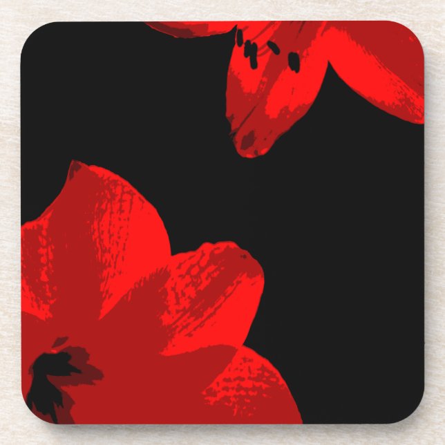red amaryllis duo drink coaster (Front)