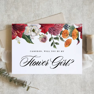 Red Amaryllis Floral Be My Matron of Honor Postcard