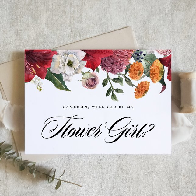 Red Amaryllis Floral Be My Matron of Honor Postcard (Creator Uploaded)