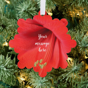 Red Amaryllis Flower Keepsake Picture Ornament Card