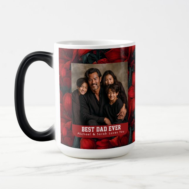 Red Amaryllis Flower Stepdad  Keepsake Color Morph Mug (Left)