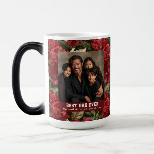 Red Amaryllis Texture Best Cat Dad Retro Color Morph Mug