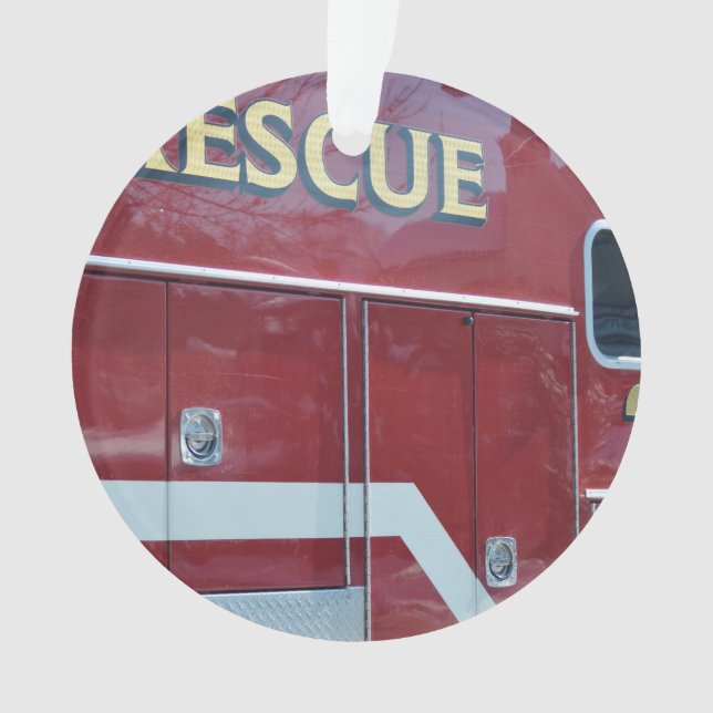 Red Ambulance Closeup Ornament (Front)