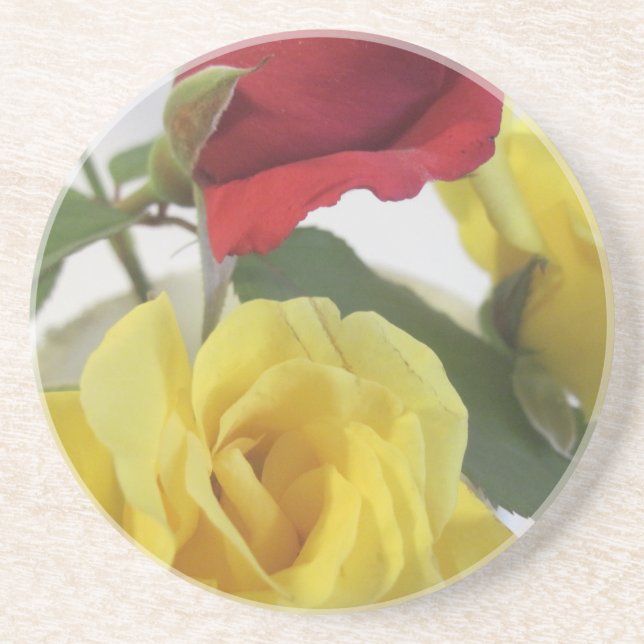 Red amd Yellow Roses Sandstone Coaster (Front)