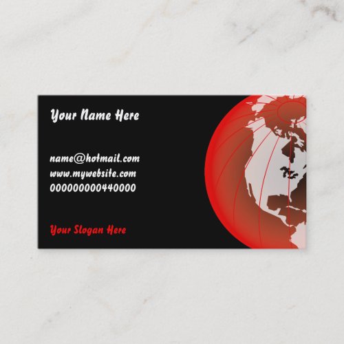 Red America Globe, Your Name Here, Business Card