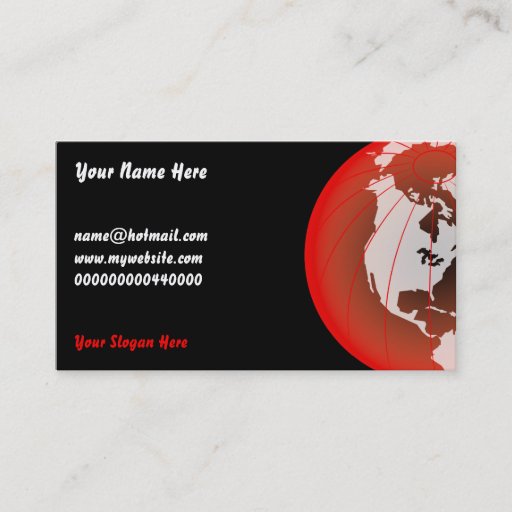Customizable Red America Globe, Your Name Here, Business Card