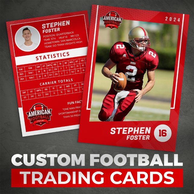 Red American Football Player Trading Card (Creator Uploaded)