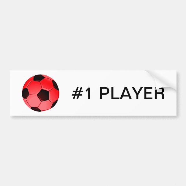 Red American Soccer or Association Football Ball Bumper Sticker (Front)