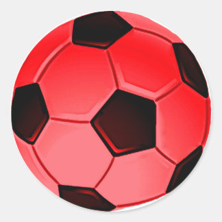 Red American Soccer or Association Football Ball Classic Round Sticker