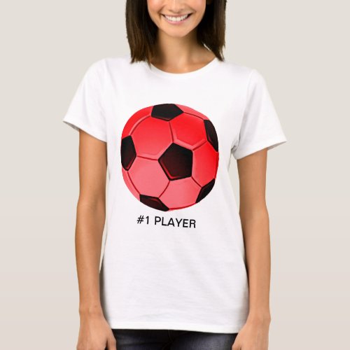 Red American Soccer or Association Football Ball T_Shirt