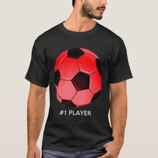 Red American Soccer or Association Football Ball T-Shirt