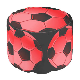 Red American Soccer or Football Round Pouf