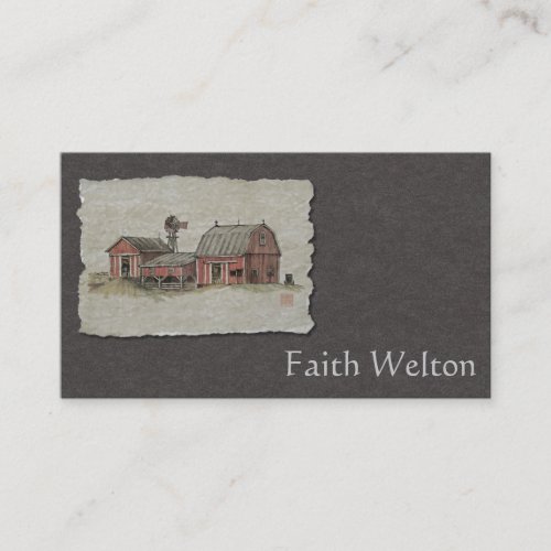Red Amish Barn  Windmill Business Card