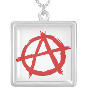 Red Anarchist A Symbol Anarchy Logo Silver Plated Necklace