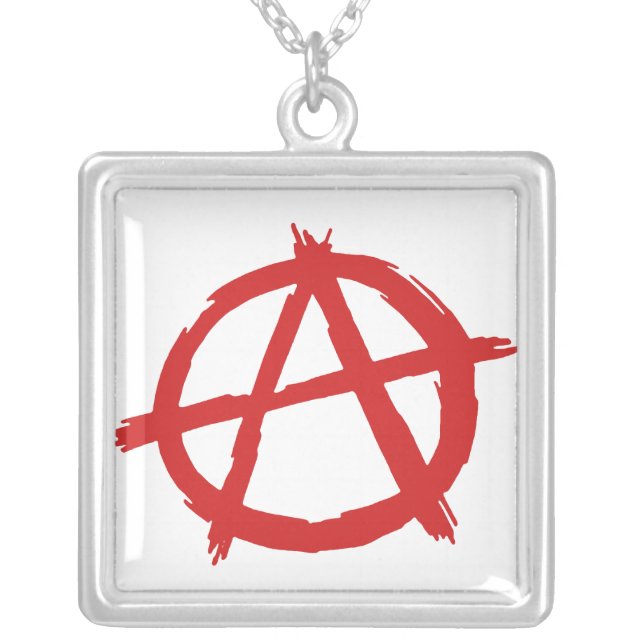 Red Anarchist A Symbol Anarchy Logo Silver Plated Necklace (Front)