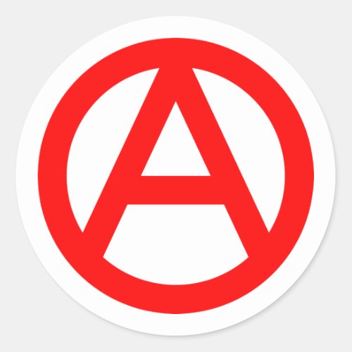 RED Anarchy symbol Classic Round Sticker