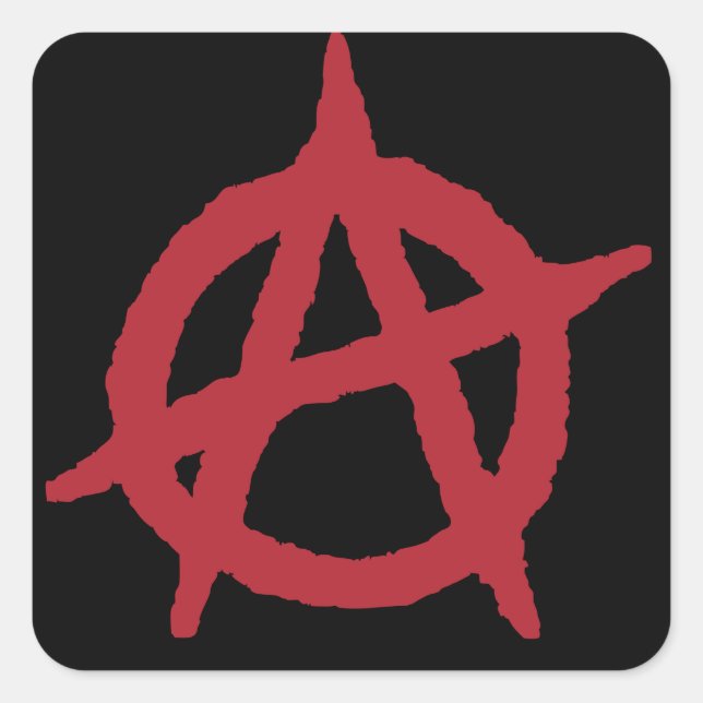 Red Anarchy Symbol Square Sticker (Front)