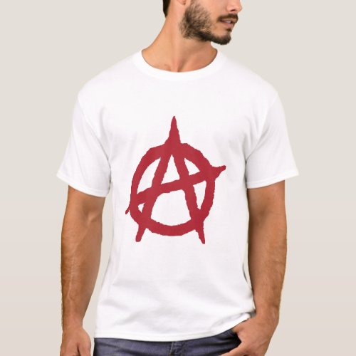 Red anarchy symbol t_shirt