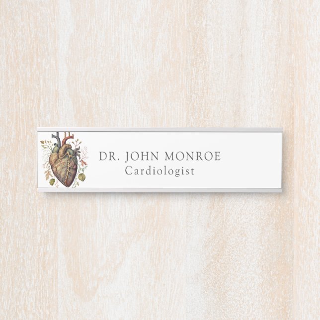 Red Anatomical Heart Cardiology Medical Door Sign (Front)