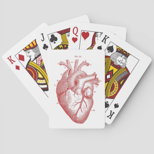 Red Anatomical Heart Poker Cards (Back)