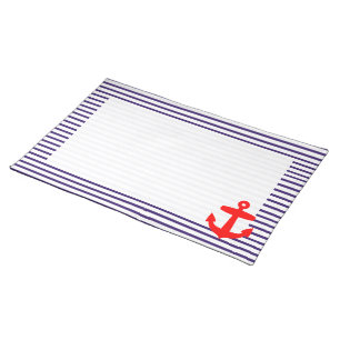 Red Anchor and Navy Blue Sailor Stripes Placemat