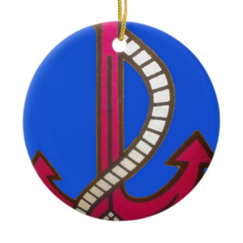 Red Anchor Art Print Ceramic Ornament