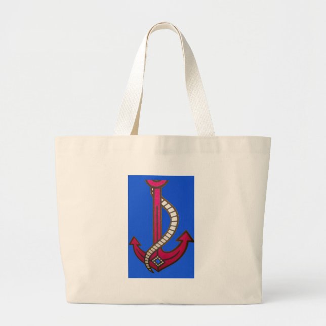 Red Anchor Art Print Large Tote Bag (Front)