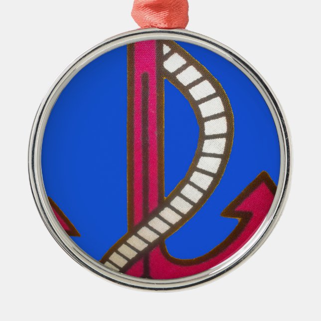 Red Anchor Art Print Metal Ornament (Front)