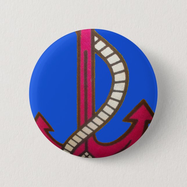 Red Anchor Art Print Pinback Button (Front)