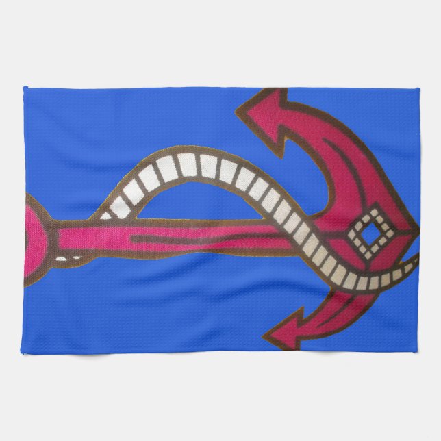 Red Anchor Art Print Towel (Horizontal)
