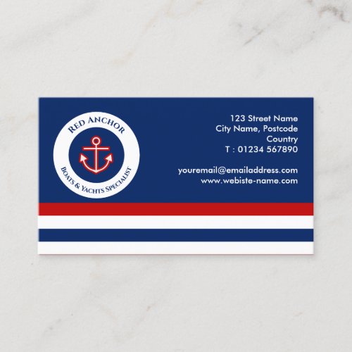 Red Anchor Boat Yacht Nautical Specialist Business Card