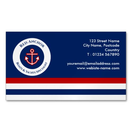 Red Anchor Boat Yacht Nautical Specialist Business Card Magnet