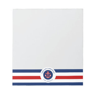 Red Anchor Boat Yacht Nautical Specialist Notepad