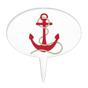 Red Anchor Cake Topper
