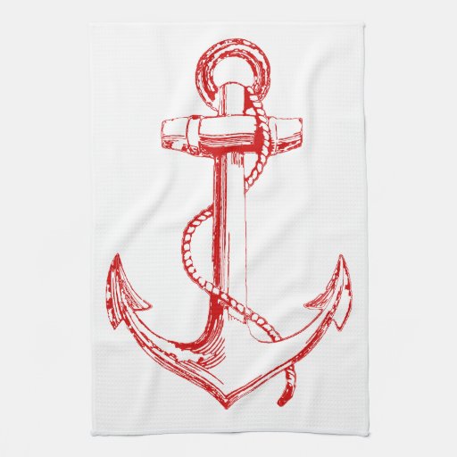 Red Anchor Kitchen Towels | Zazzle