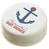 Red Anchor Nautical Baby Shower Chocolate Covered Oreo (Angled)
