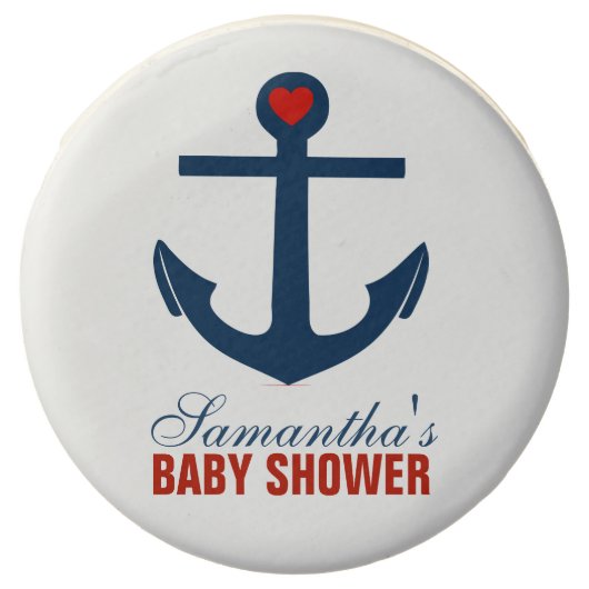 Red Anchor Nautical Baby Shower Chocolate Covered Oreo (Front)