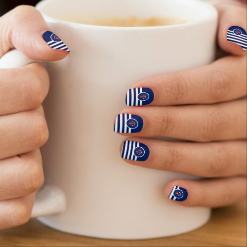 Red Anchor Nautical Navy Blue White Stripes Minx N Minx Nail Art
