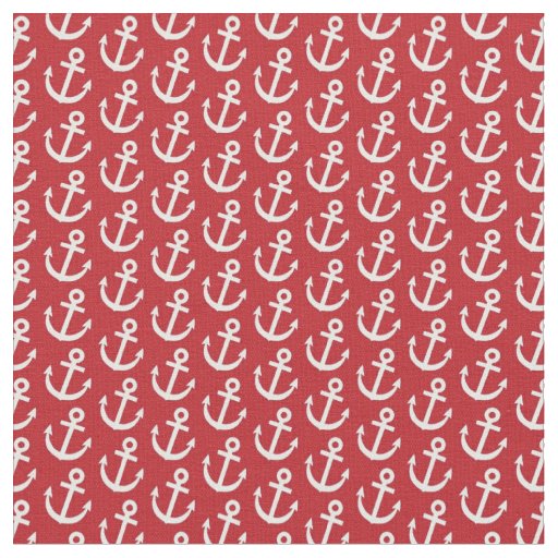 Red Anchor Nautical Pattern Fabric