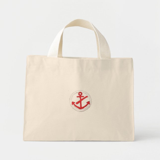 Red Anchor Nautical Purse Mini Tote Bag (Front)