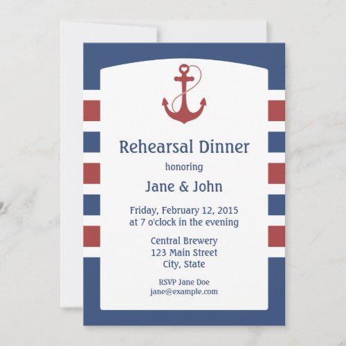 Nautical Rehearsal Dinner Custom Invitations