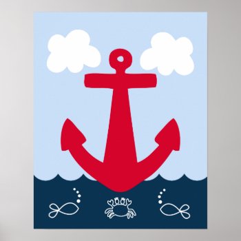 Red Anchor Nautical  Sealife Art Print 2 Of 4 by Personalizedbydiane at Zazzle