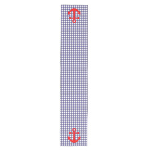 Red Anchor on Checkered gingham Pattern Medium Table Runner