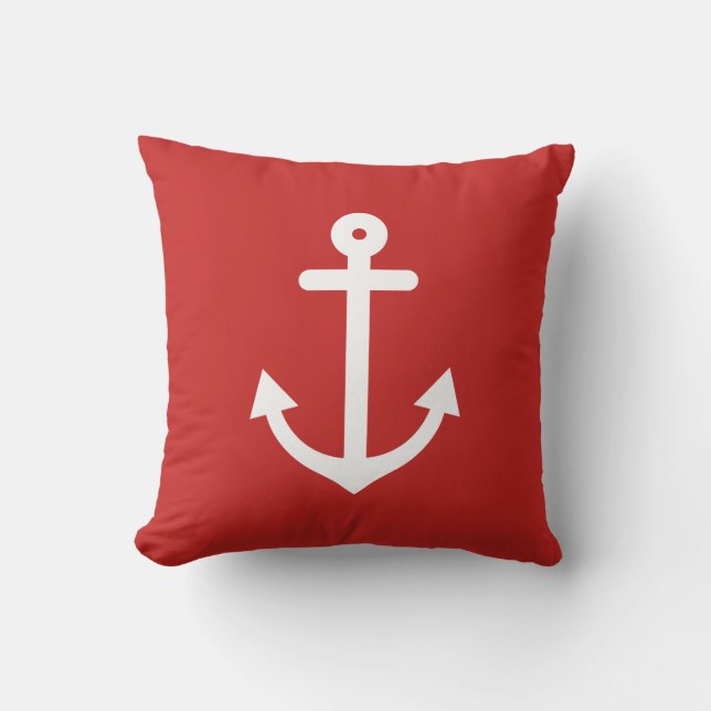 Red Anchor Throw Pillow (Front)
