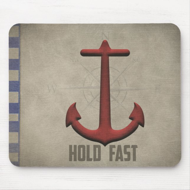 red anchor with nautical blue stripes mouse pad (Front)