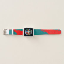 Red and Aqua Abstract Apple Watch Band