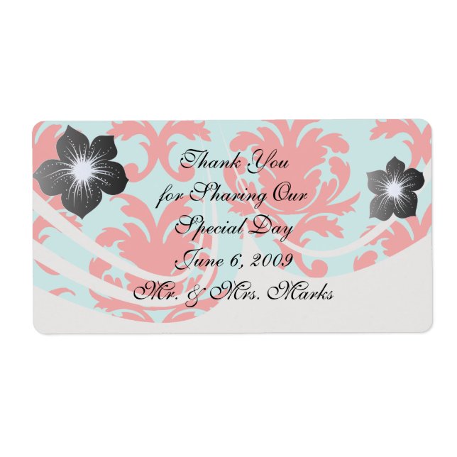 red and aqua lovely formal damask label (Front)