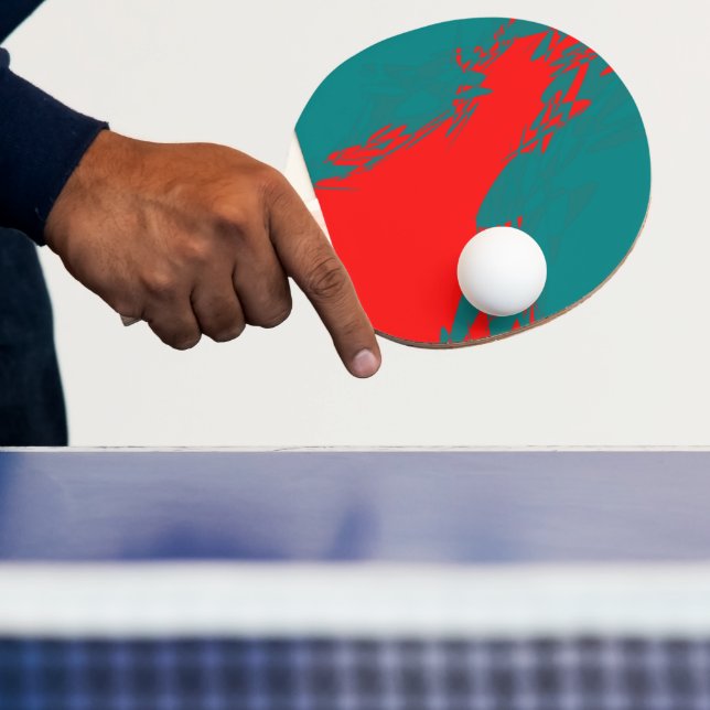 Red and Aqua Ping Pong Paddle (Insitu)