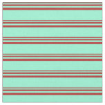[ Thumbnail: Red and Aquamarine Colored Lined/Striped Pattern Fabric ]